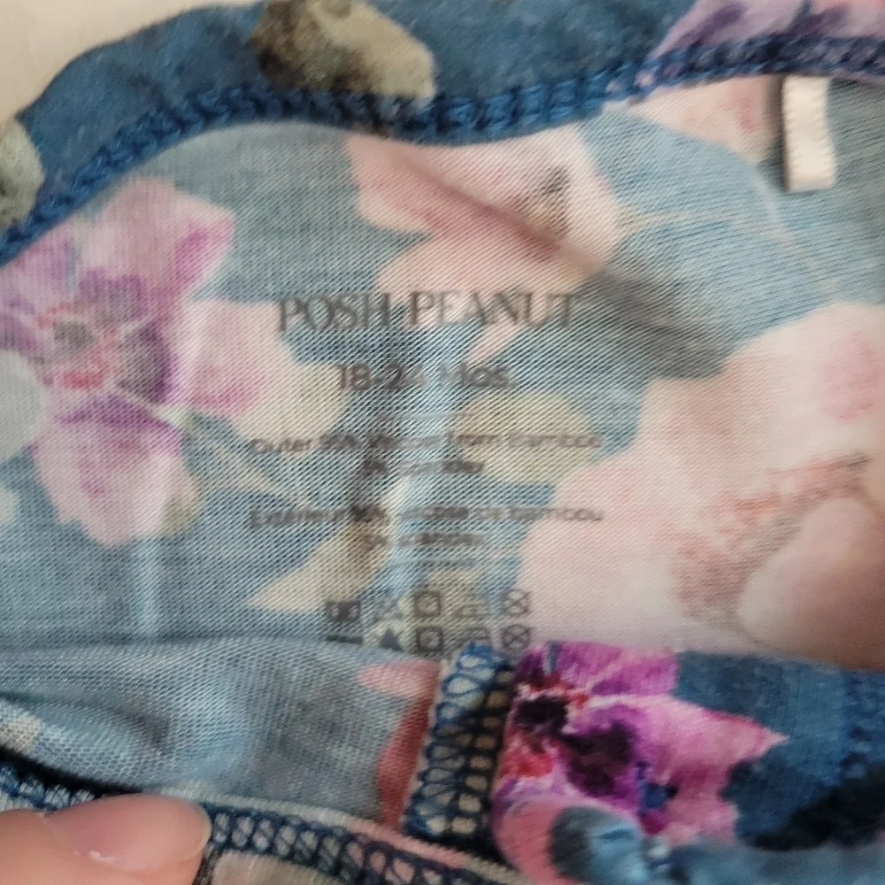 Posh Peanut Floral Top Baby Girl Sz 18-24 Mos Bamboo Viscose Long Sleeve Buttons